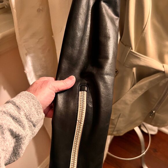 MACKAGE Tan and Leather Trench Coat - Picture 2 of 6